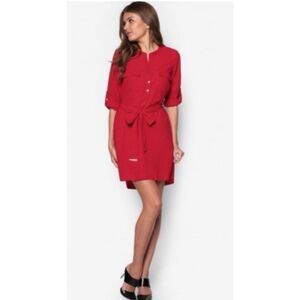 Dorothy Perkins Raspberry Collarless Shirt Dress Size 4